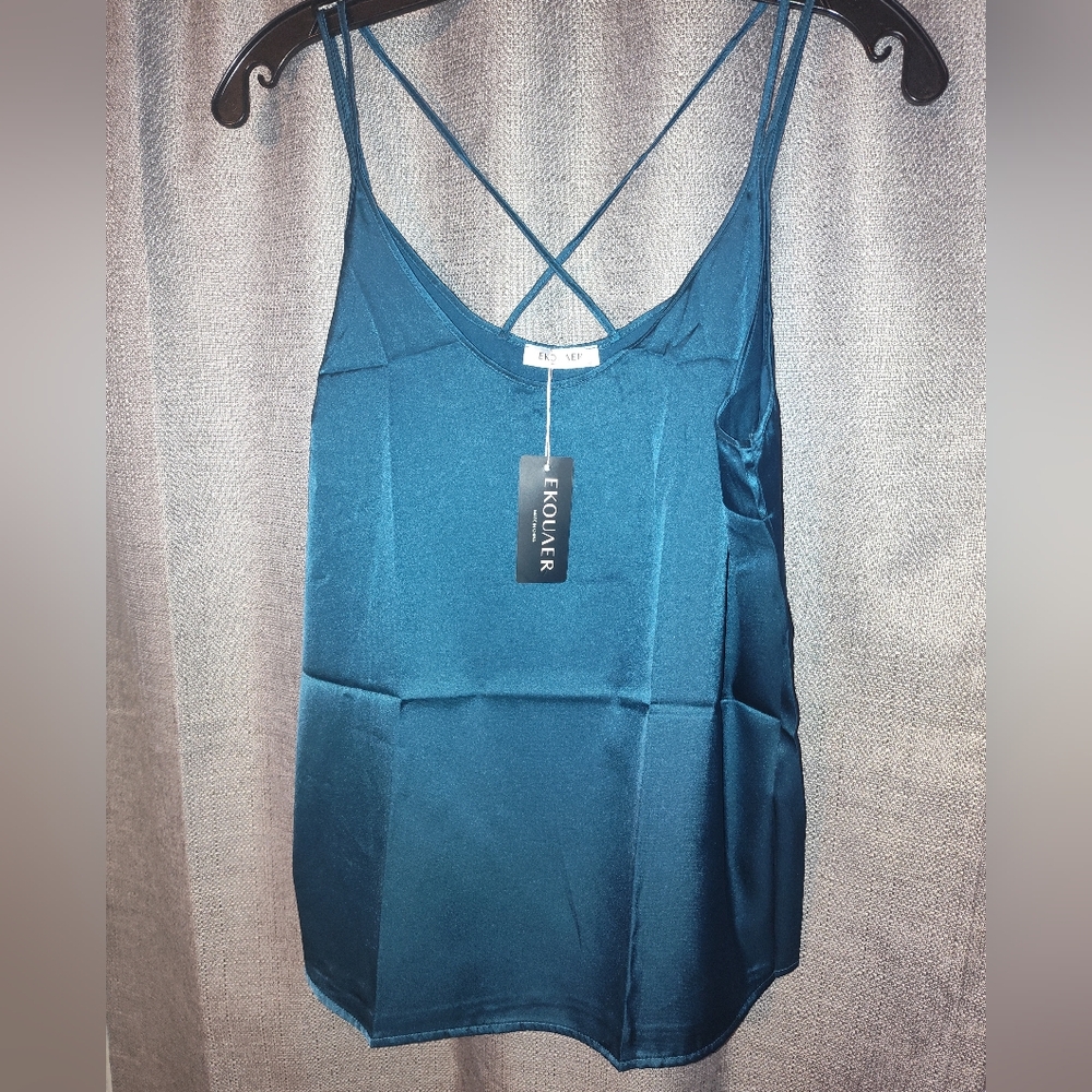 2 Satin Style Strappy Flowy Tank-Tops